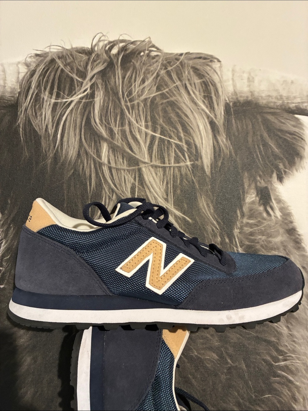 New Balance Navy and Tan Men's Sneakers